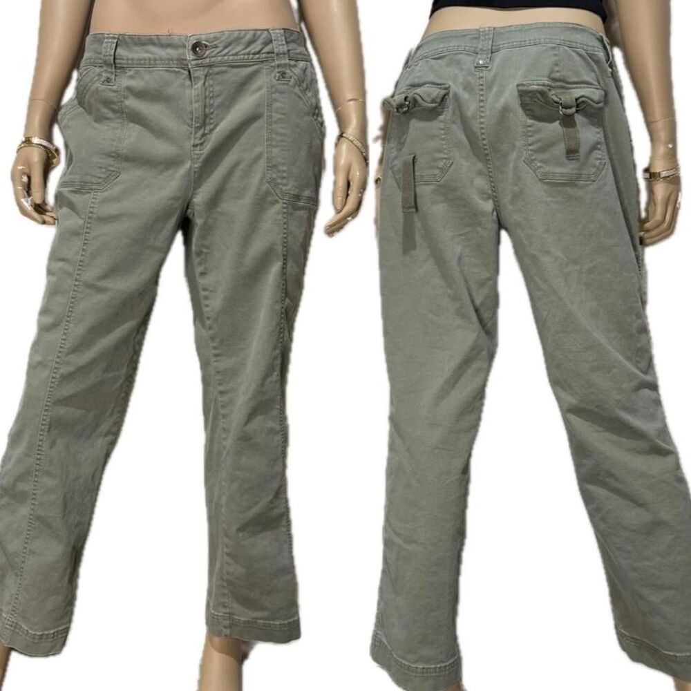 Faded Glory Sage Green Low Rise Cargo Pants Women’s 10 Petite Y2K Utility